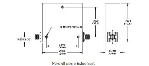 F2085-0203-67 SMA母同軸連接器WENTEQ尺寸