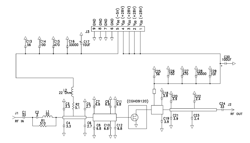 CGH09120F電路示意圖 CGH09120F電路示意圖