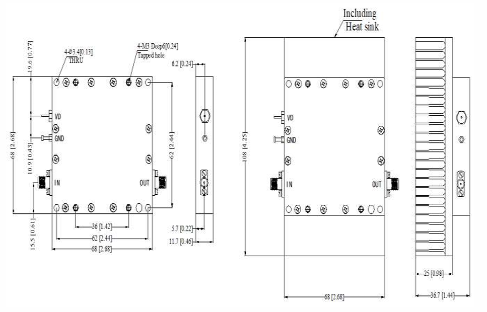 RFLUPA00M40GA寬帶功率放大器0.02 GHz – 3 GHz RFLUPA00M40GA寬帶功率放大器0.02 GHz – 3 GHz