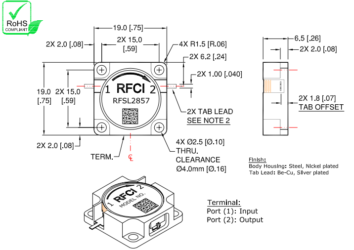 ?RFSL2857鐵氧體隔離器現貨庫存RFCI